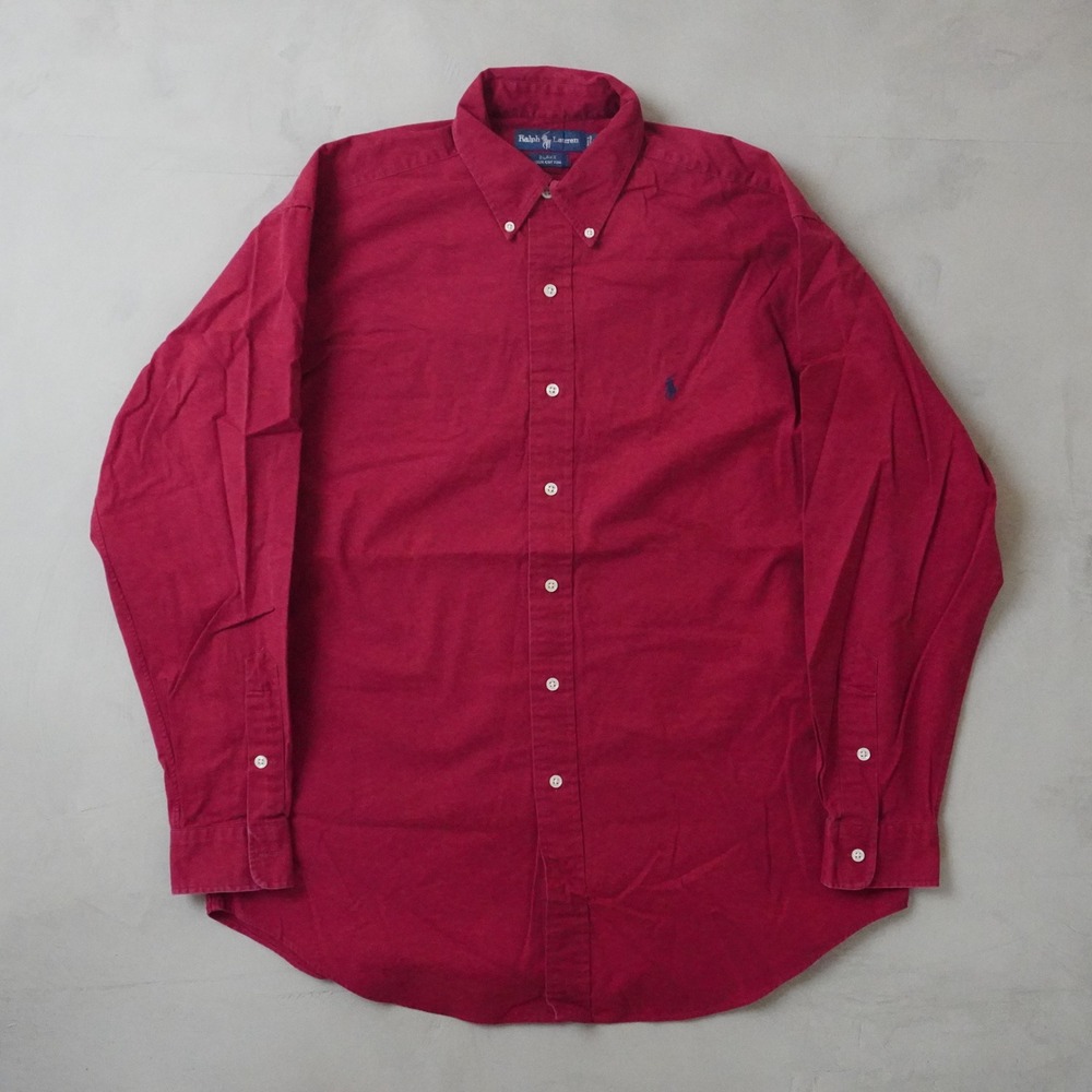 Vintage Ralph Lauren Blake Shirt Medium Mens Red Cotton Button Down Long Sleeve